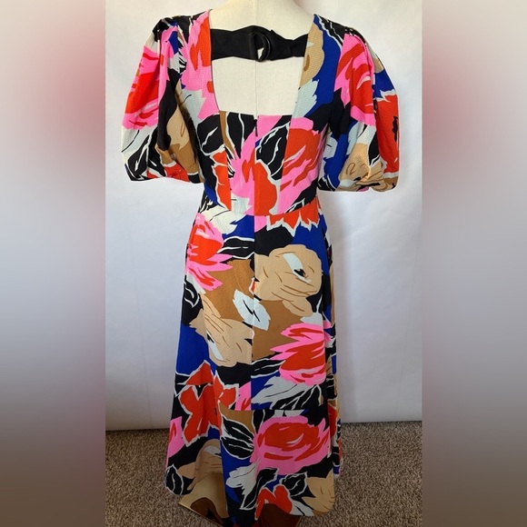 NEW w/Tags TED BAKER Harpia Floral Midi Dress with Zipper Closure US Size 4 - Picture 7 of 13